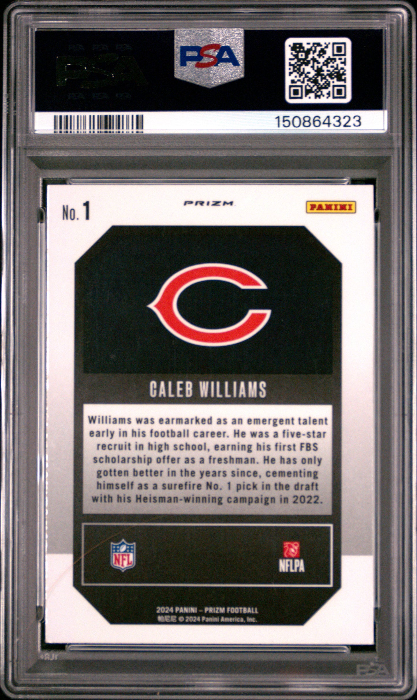 2024 Panini Prizm Emergent #1 Green Wave Caleb Williams RC PSA 7