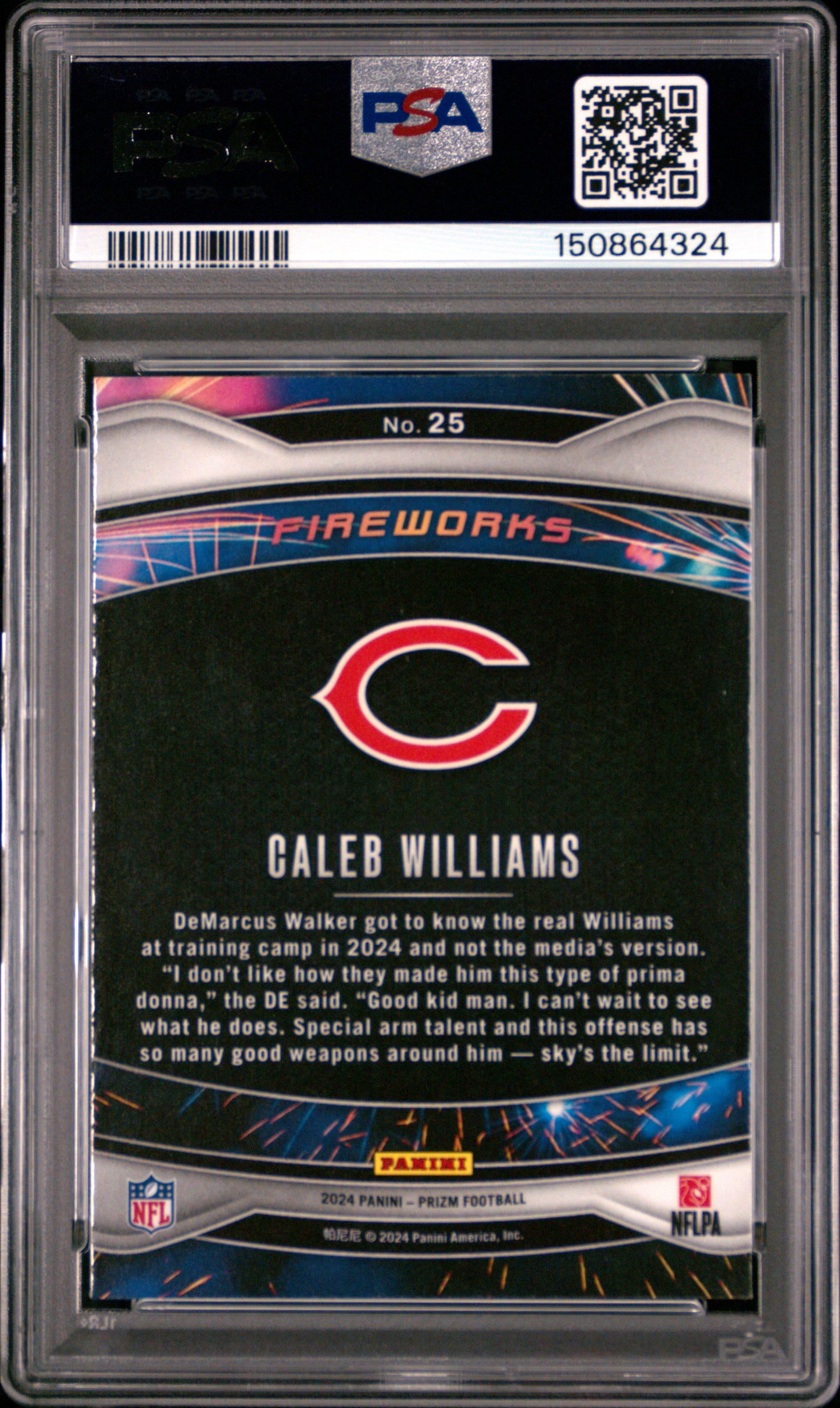 2024 Panini Prizm Fireworks #25 Caleb Williams RC PSA 9