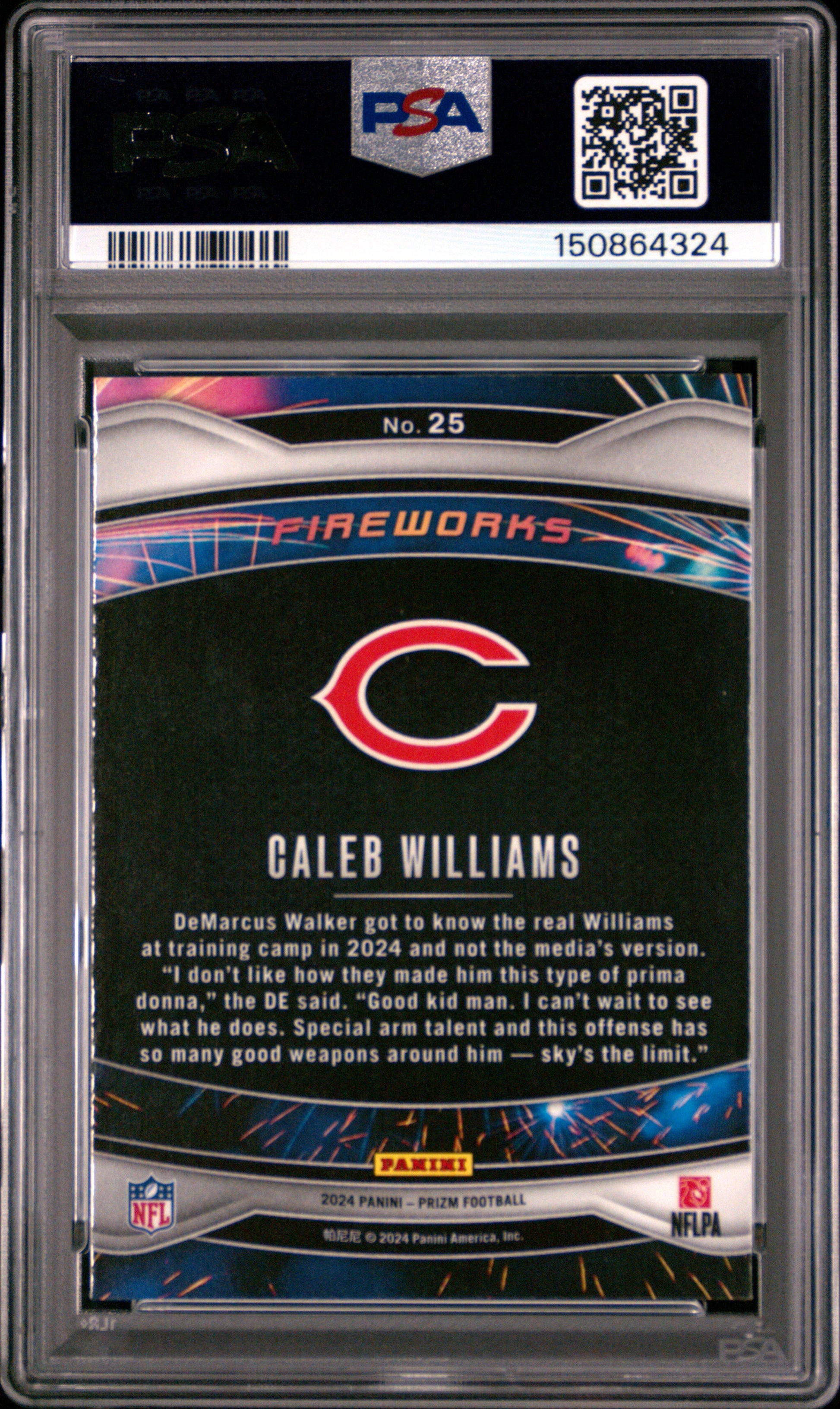 2024 Panini Prizm Fireworks #25 Caleb Williams RC PSA 9