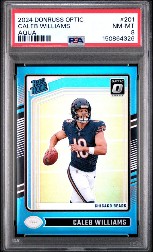 2024 Panini Donruss Optic #201 Aqua Caleb Williams RC #'d /299 PSA 8