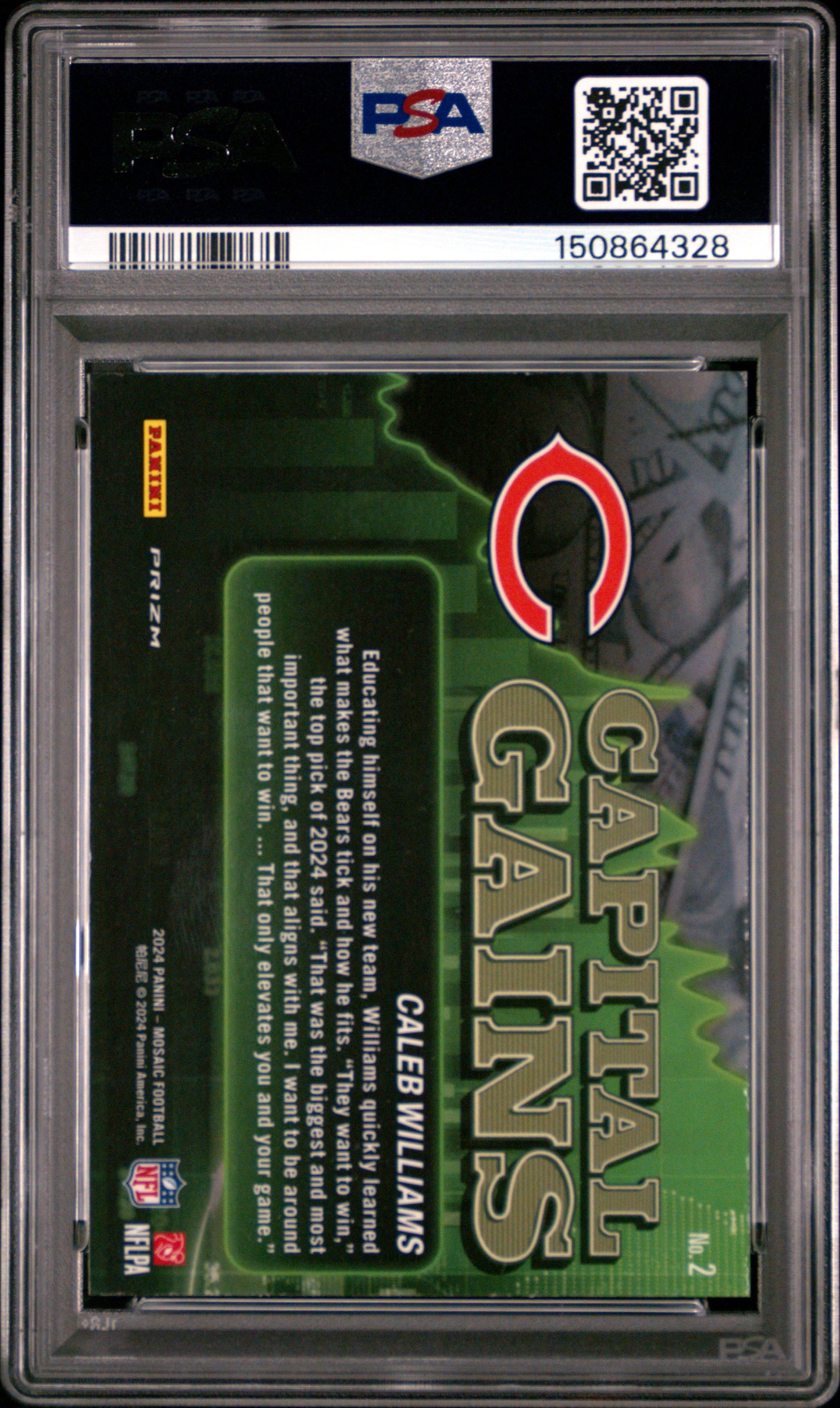 2024 Panini Mosaic Capital Gains #2 Caleb Williams RC PSA 8