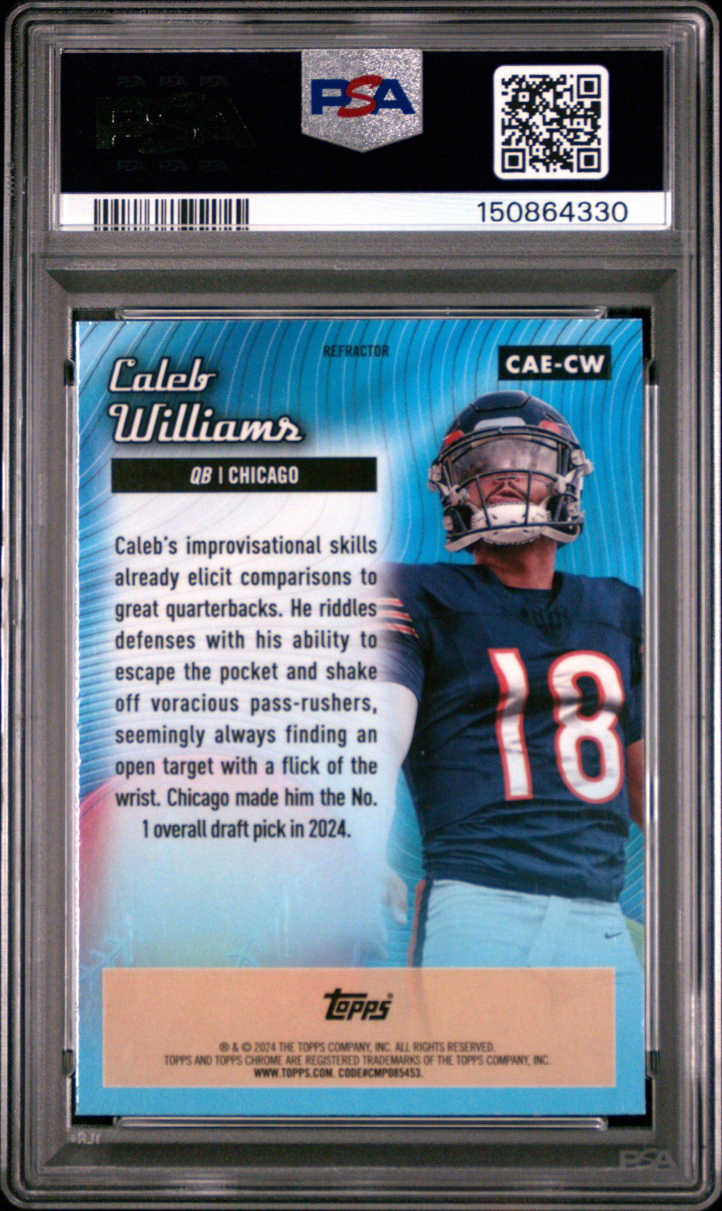 2024 Topps Chrome Chrome All-Etch #CAECW Refractor Caleb Williams RC PSA 9