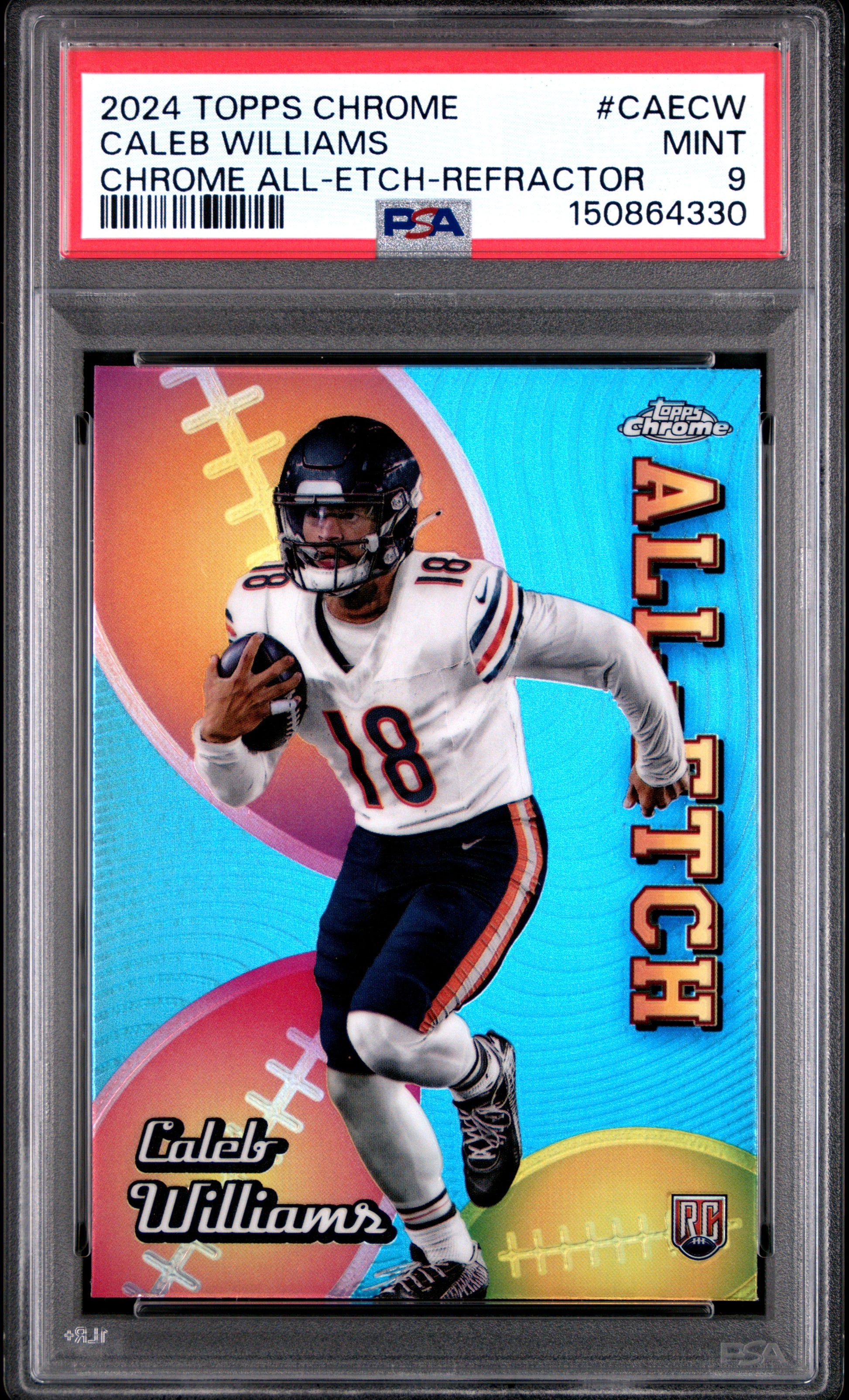 2024 Topps Chrome Chrome All-Etch #CAECW Refractor Caleb Williams RC PSA 9