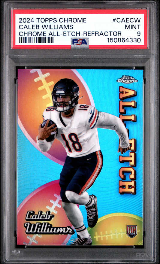 2024 Topps Chrome Chrome All-Etch #CAECW Refractor Caleb Williams RC PSA 9