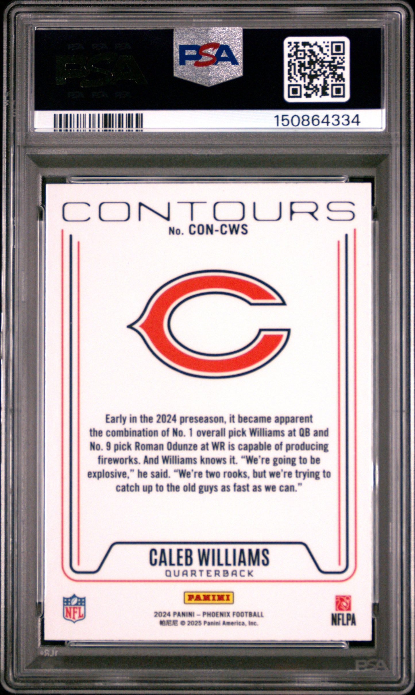 2024 Panini Phoenix Contours #CONCWS Caleb Williams RC PSA 7