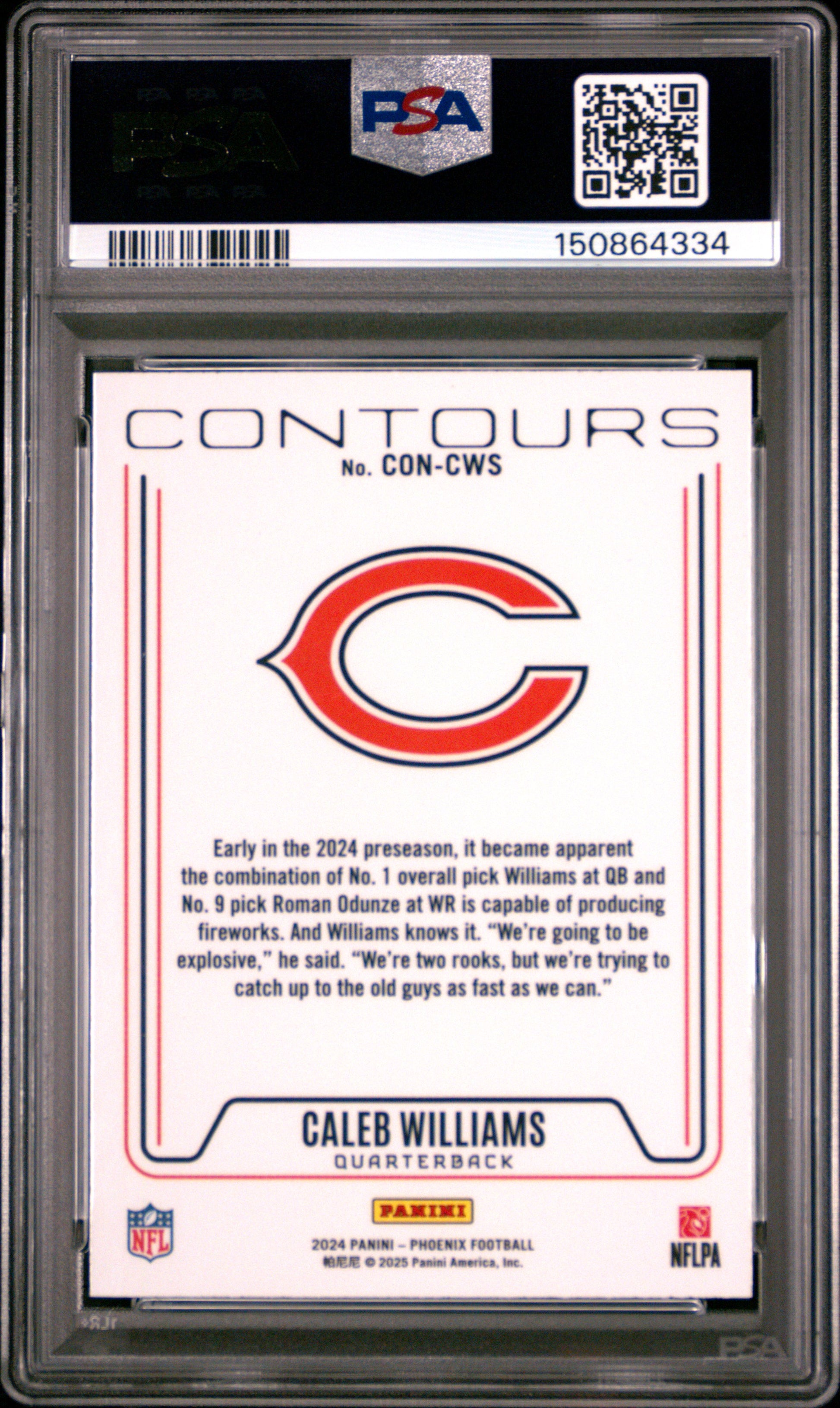 2024 Panini Phoenix Contours #CONCWS Caleb Williams RC PSA 7