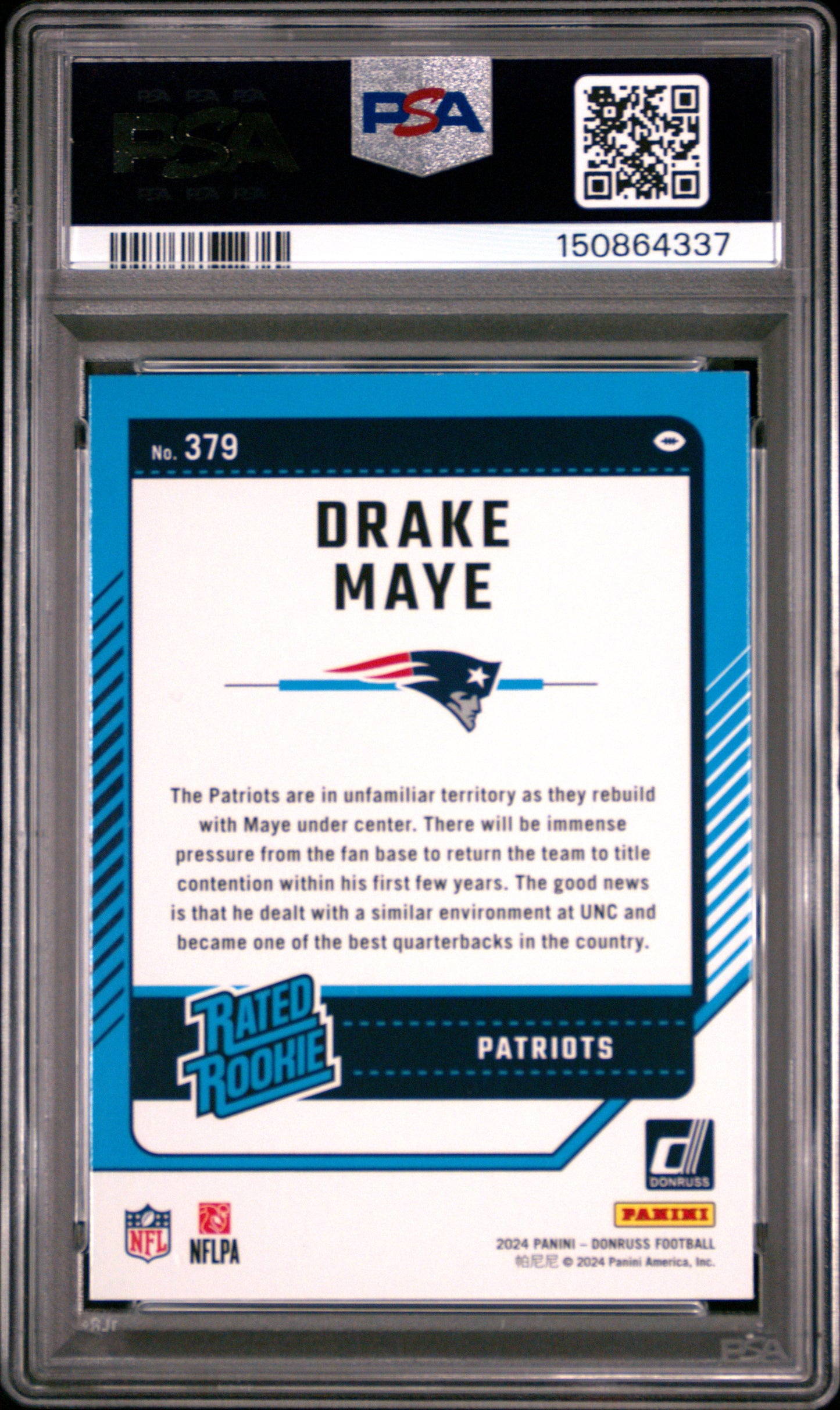 2024 Panini Donruss #379 Press Proof Red Drake Maye RC PSA 9