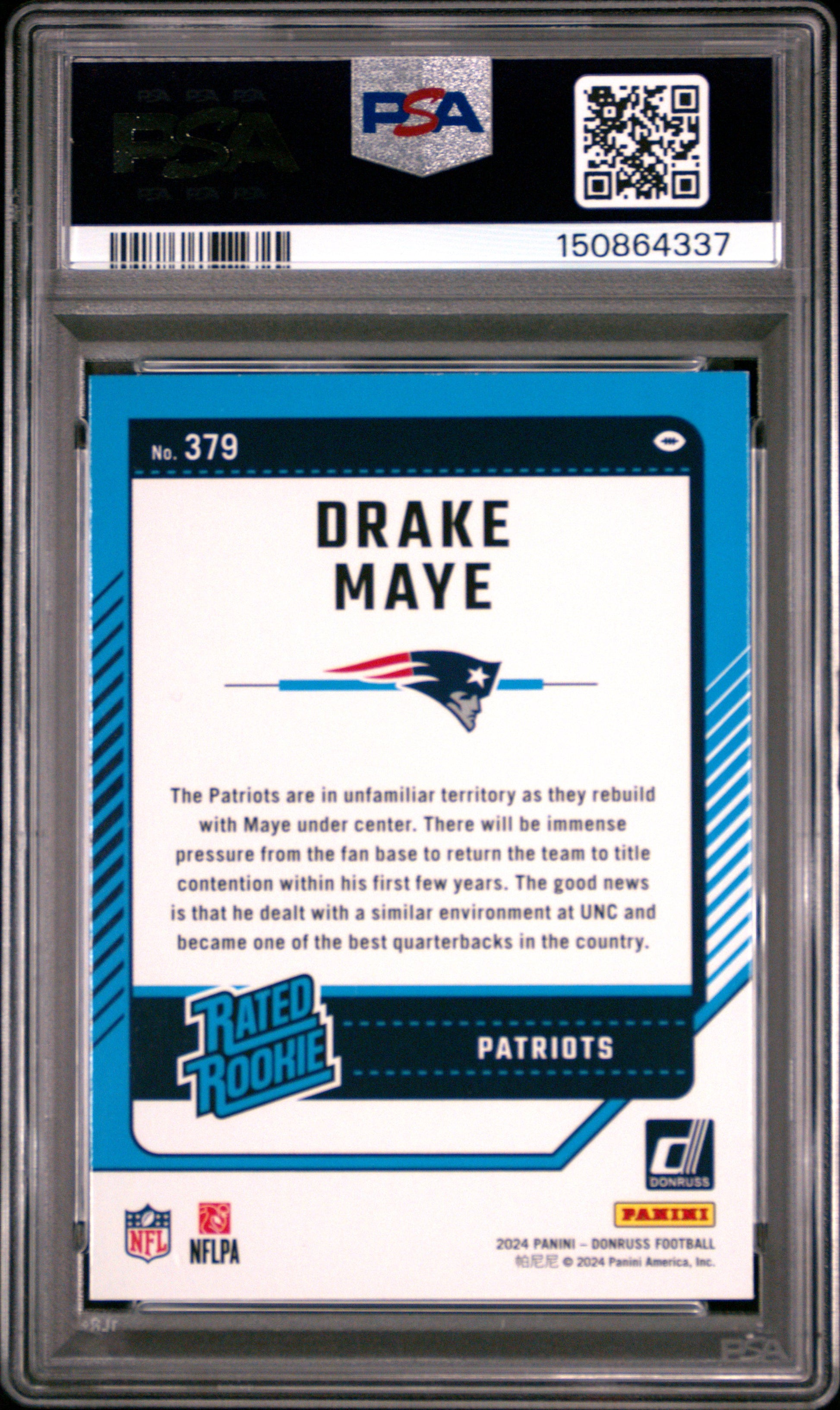 2024 Panini Donruss #379 Press Proof Red Drake Maye RC PSA 9