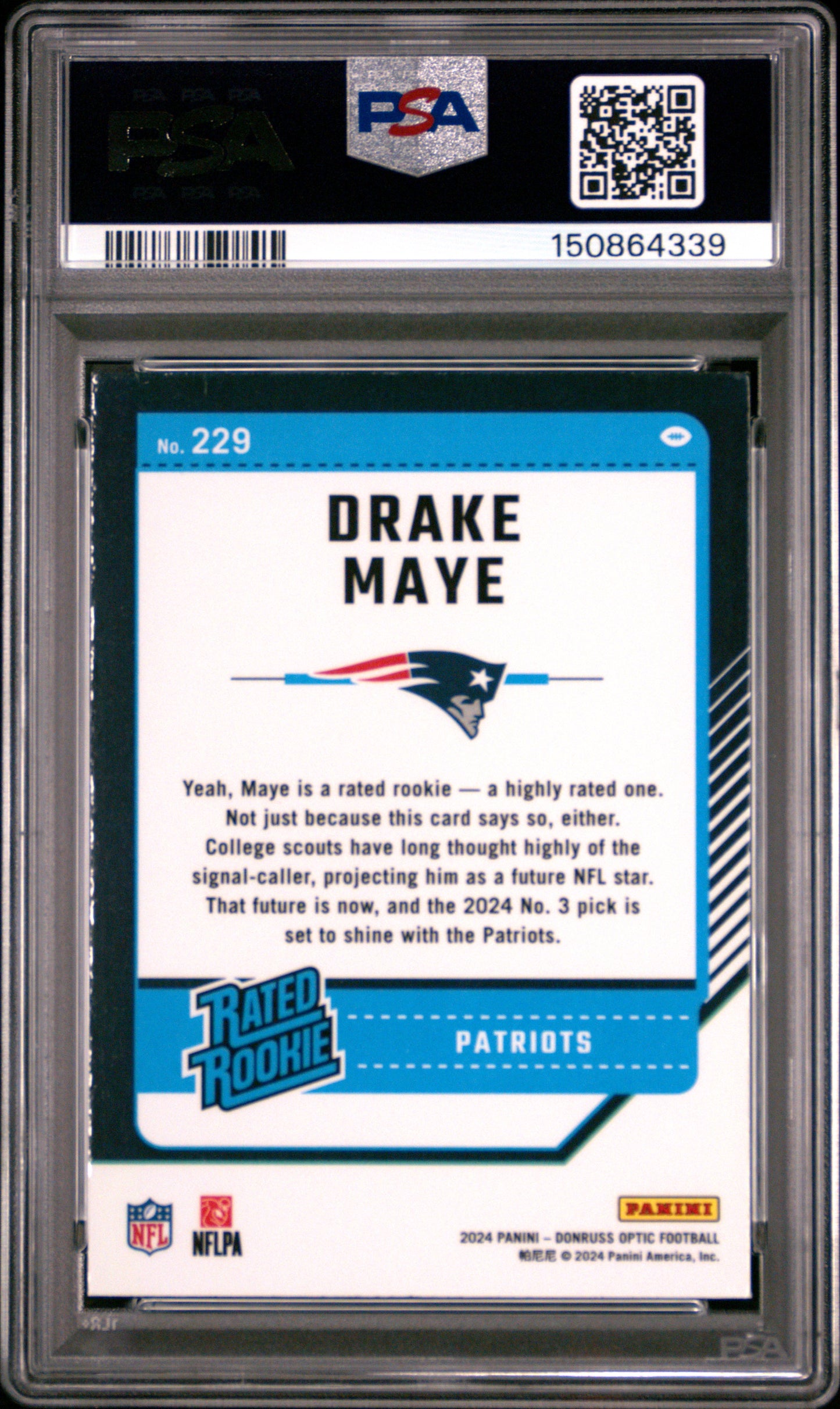 2024 Panini Donruss Optic #229 Drake Maye RC PSA 10