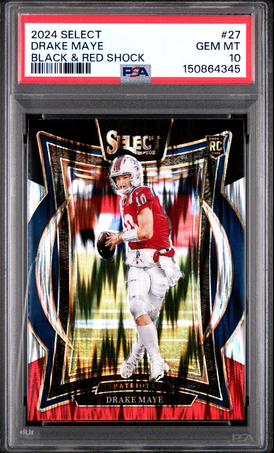 2024 Panini Select #27 Black & Red Shock Drake Maye RC PSA 10