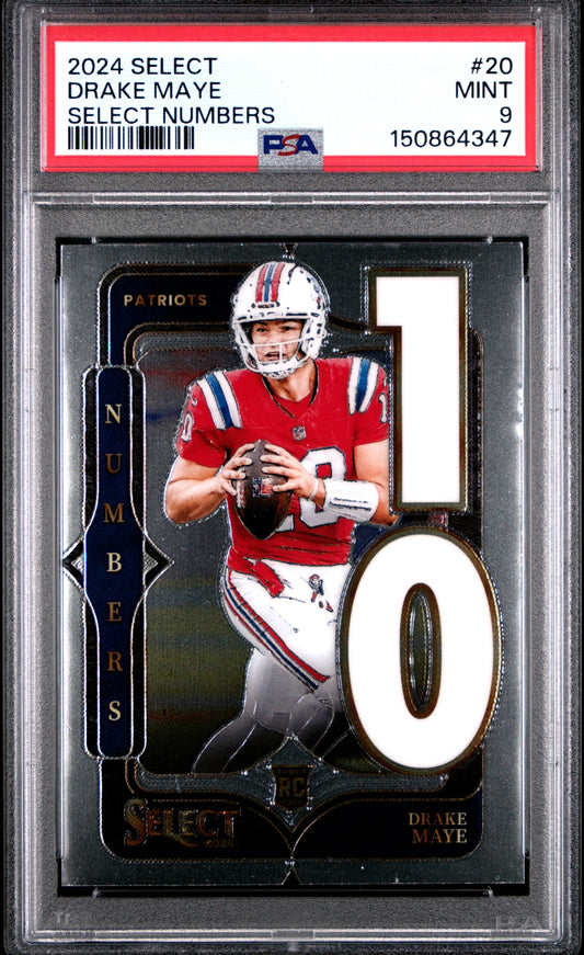 2024 Panini Select Select Numbers #20 Drake Maye RC PSA 9