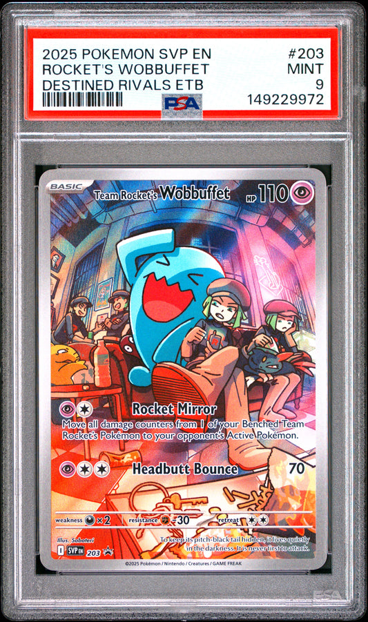 2025 Pokemon Svp En-Sv #203 Rocket'S Wobbuffet Destined Rivals Etb PSA 9