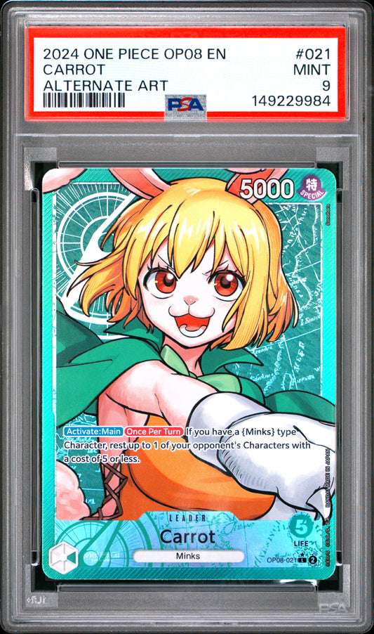 2024 One Piece Op08-Two Legends #021 Carrot Alternate Art PSA 9