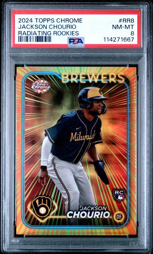 2024 Topps Chrome Radiating Rookies #RR8 Jackson Chourio RC PSA 8