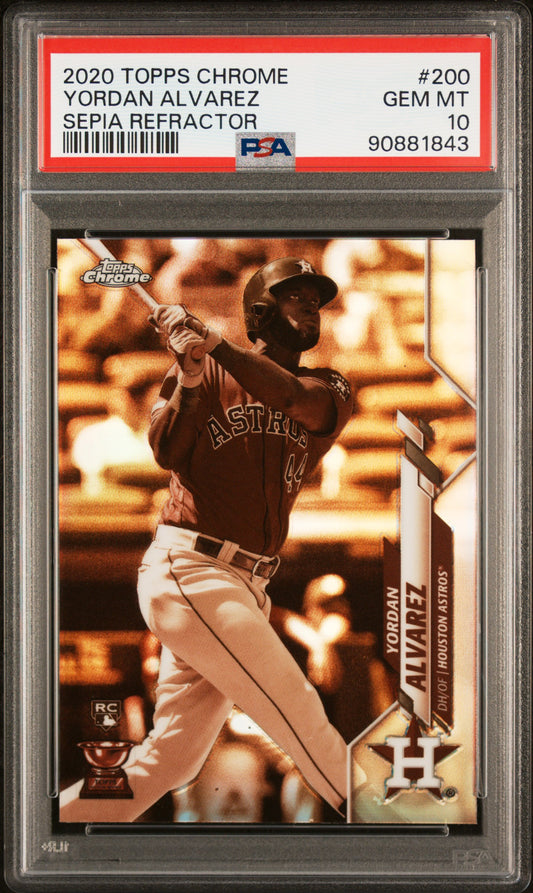 2020 Topps Chrome #200 Sepia Refractor Yordan Alvarez RC PSA 10