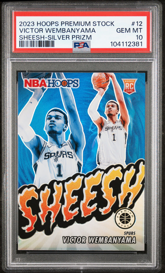 2023 Hoops Premium Stock Sheesh #12 Silver Prizm Victor Wembanyama RC PSA 10