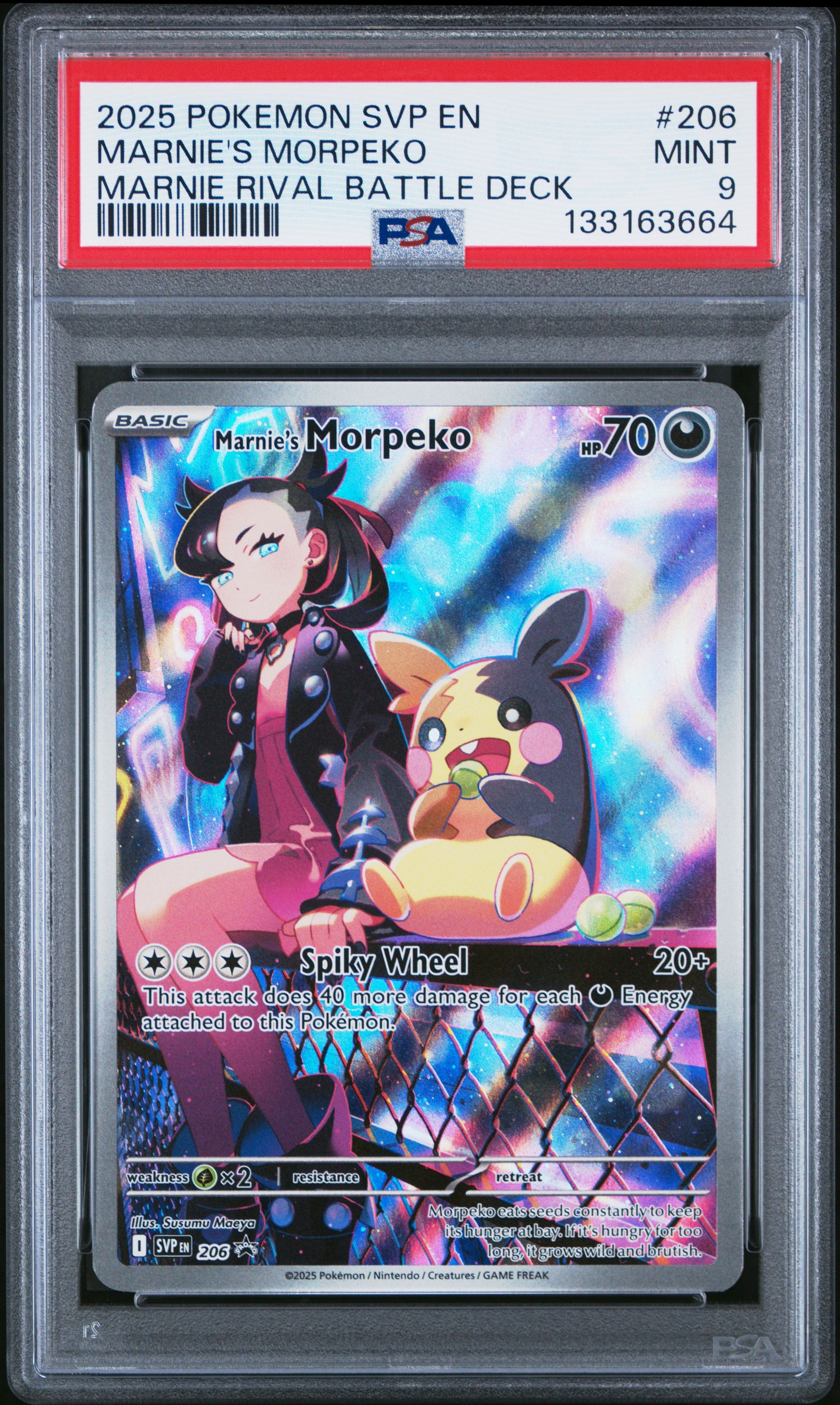 2025 Pokemon Svp En-Sv Black Star Promo #206 Marnie'S Morpeko PSA 9