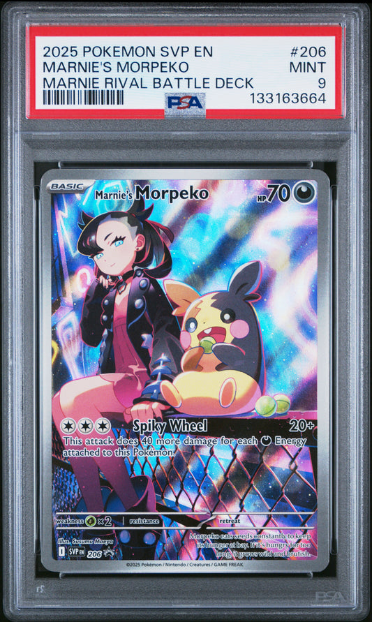2025 Pokemon Svp En-Sv Black Star Promo #206 Marnie'S Morpeko PSA 9