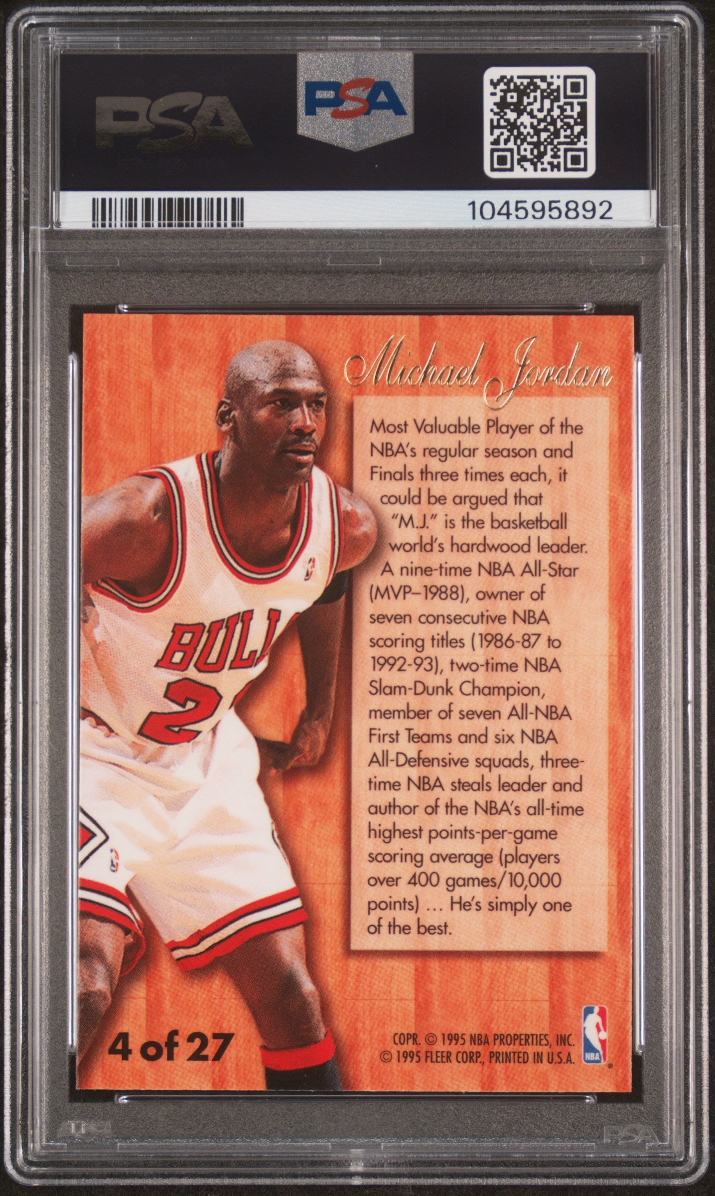 1995 Fleer Flair Hardwood Leaders #4 Michael Jordan PSA 8