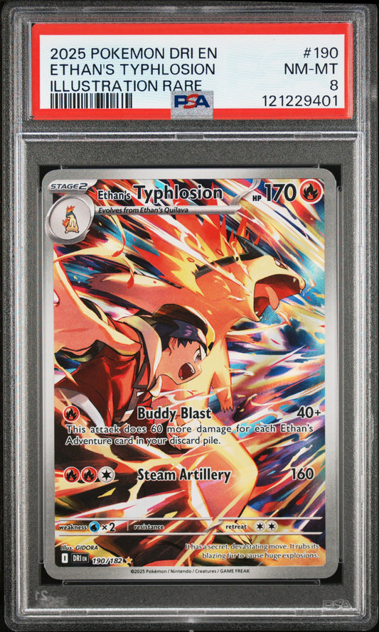 2025 Pokemon Dri En-Destined Rivals #190 Illus. Rare Ethan'S Typhlosion PSA 8