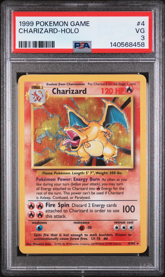 1999 Pokemon Game #4 Charizard-Holo PSA 3