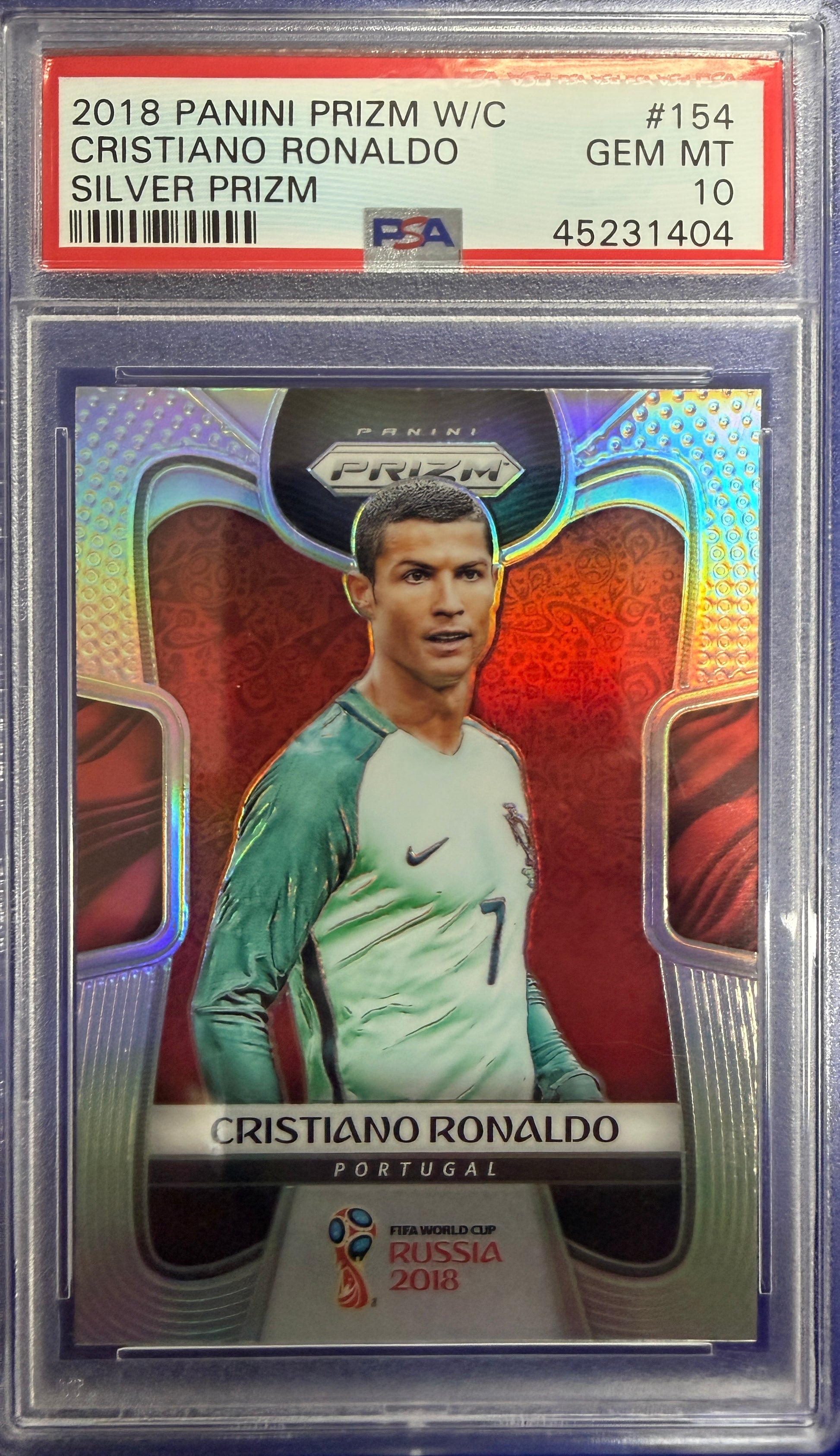 2018 Panini Prizm World Cup #154 Silver Prizm Cristiano Ronaldo PSA 10