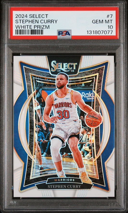 2024 Panini Select #7 White Prizm Stephen Curry PSA 10