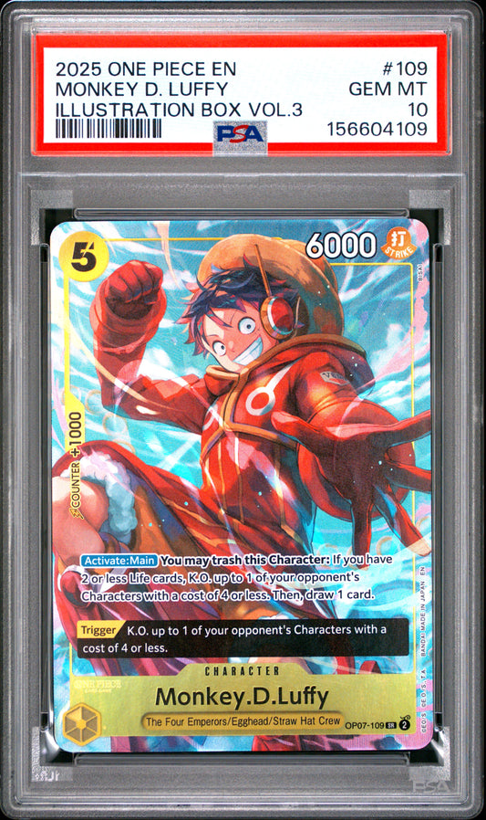 2025 One Piece Promos #109 Illustration Box Vol.3 Monkey D. Luffy PSA 10 (4109)