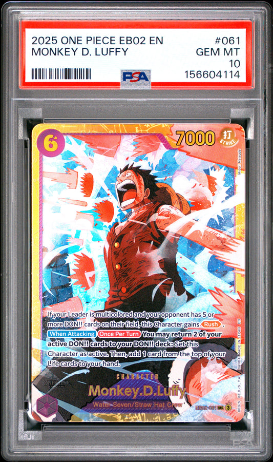 2025 One Piece EB02 #061 Monkey D. Luffy PSA 10