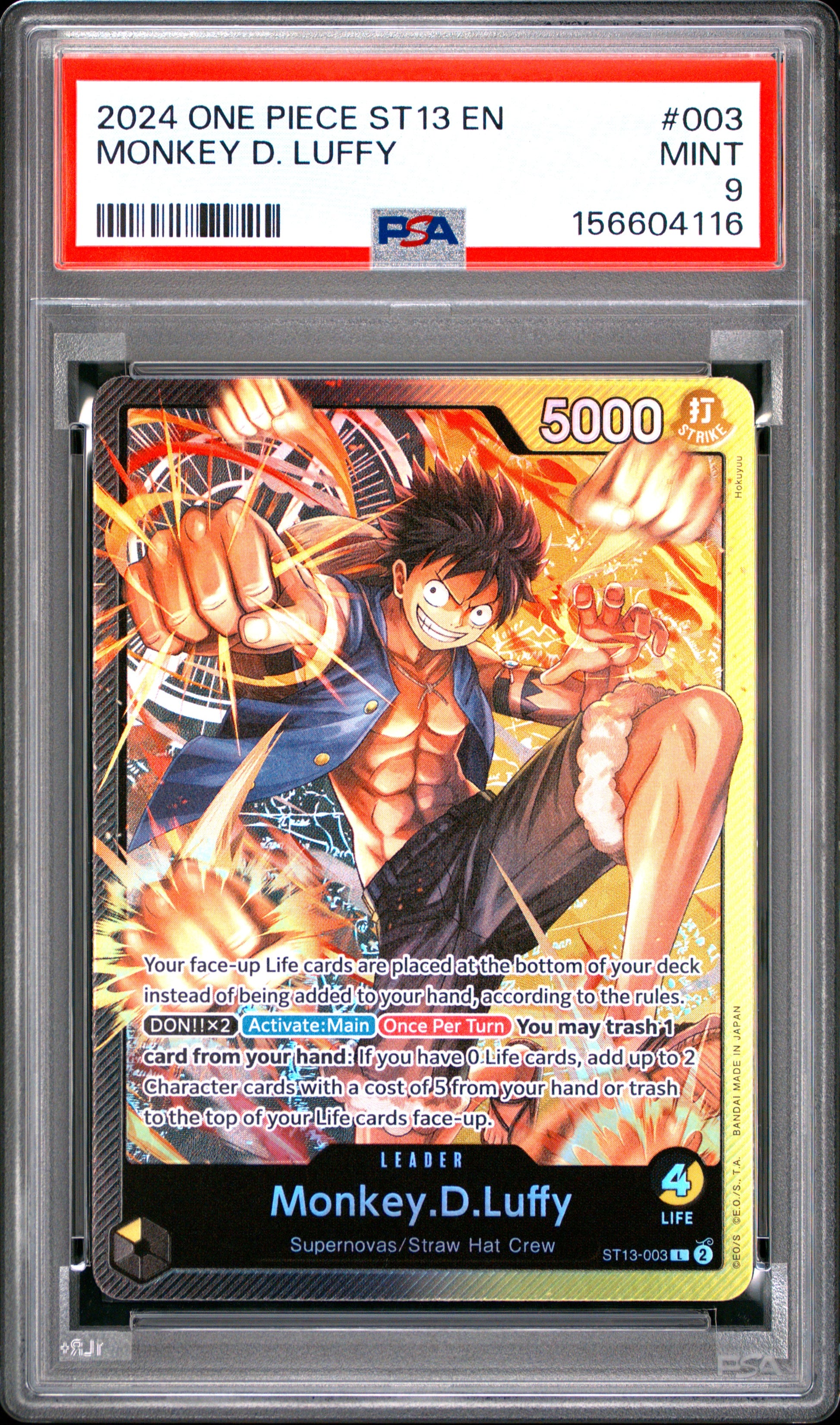 2024 One Piece Ultra Deck St13-The Three Brothers #003 Monkey D. Luffy PSA 9