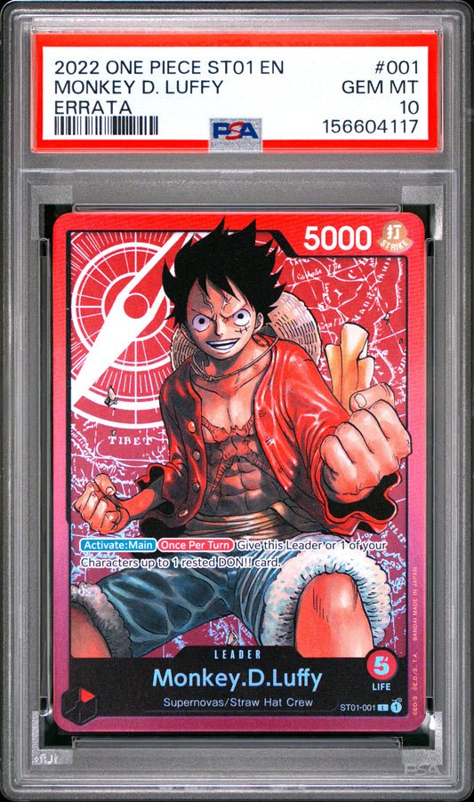 2022 One Piece Starter Deck St01-SHC #001 Errata Monkey D. Luffy PSA 10