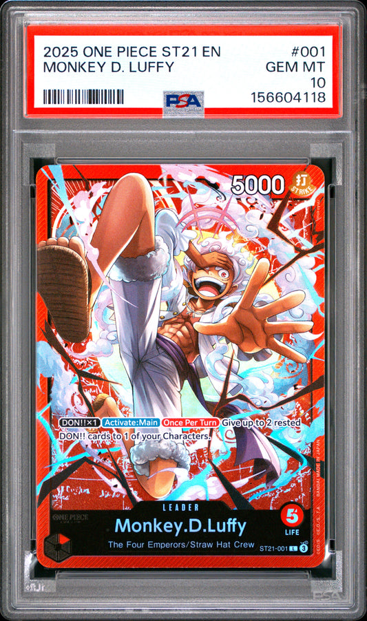 2025 One Piece Starter Deck St21-Ex Gear 5 #001 Monkey D. Luffy PSA 10