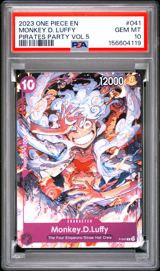 2023 One Piece Promos #041 Pirates Party Vol.5 Monkey D. Luffy PSA 10