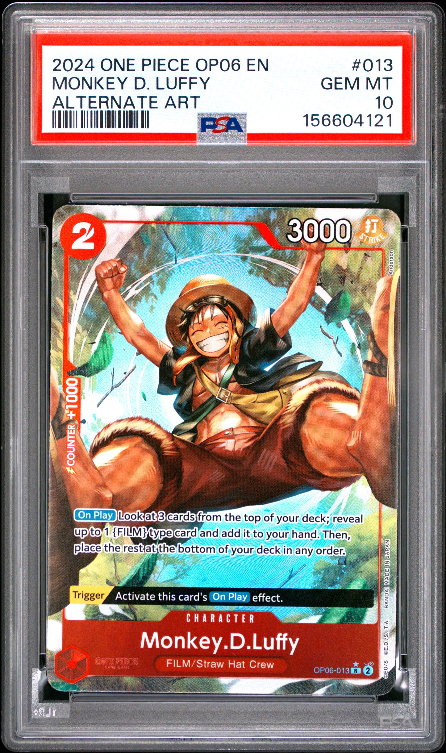 2024 One Piece Op06-Wings Of The Captain #013 Alt. Art Monkey D. Luffy PSA 10