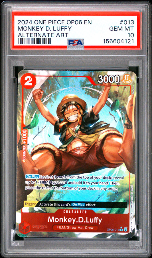 2024 One Piece Op06-Wings Of The Captain #013 Alt. Art Monkey D. Luffy PSA 10