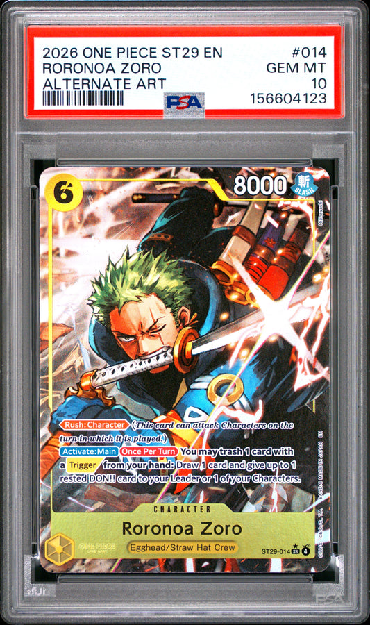 2026 One Piece Starter Deck St29-Egghead #014 Alt. Art Roronoa Zoro PSA 10