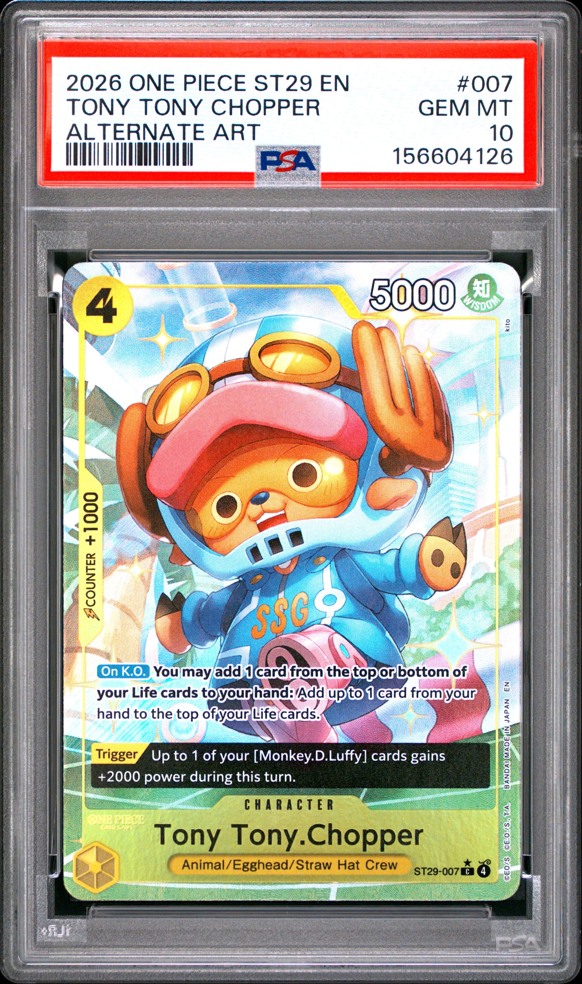 2026 One Piece Starter Deck St29-Egghead #007 Alt. Art Tony Tony Chopper PSA 10