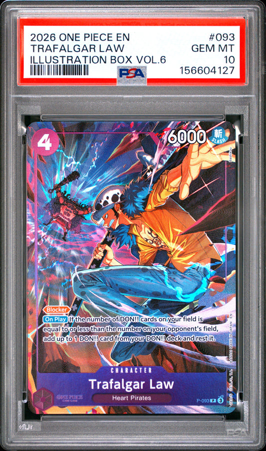 2026 One Piece Promos #093 Illustration Box Vol.6 Trafalgar Law PSA 10