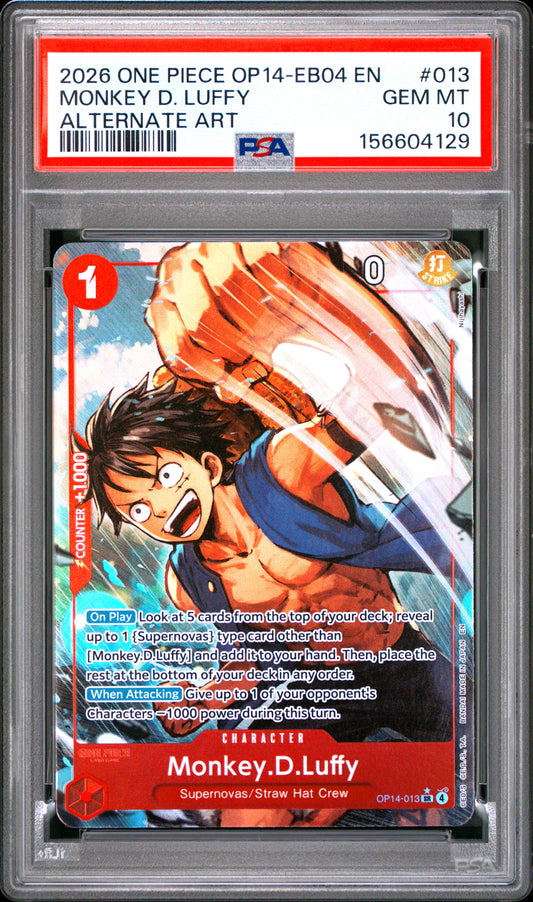 2026 One Piece Op14-#013 Alt. Art Monkey D. Luffy PSA 10