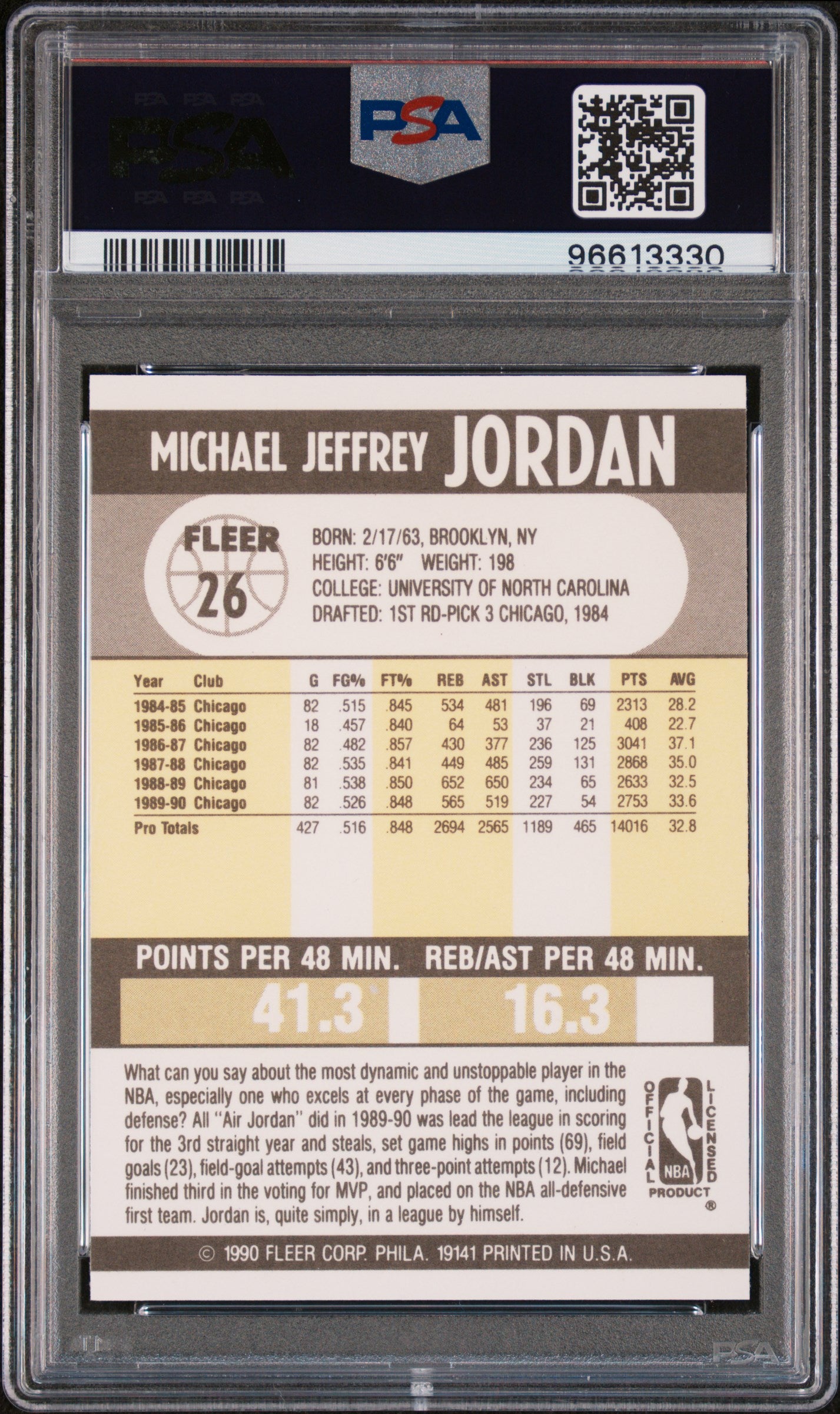 1990 Fleer #26 Michael Jordan PSA 8 (3330)