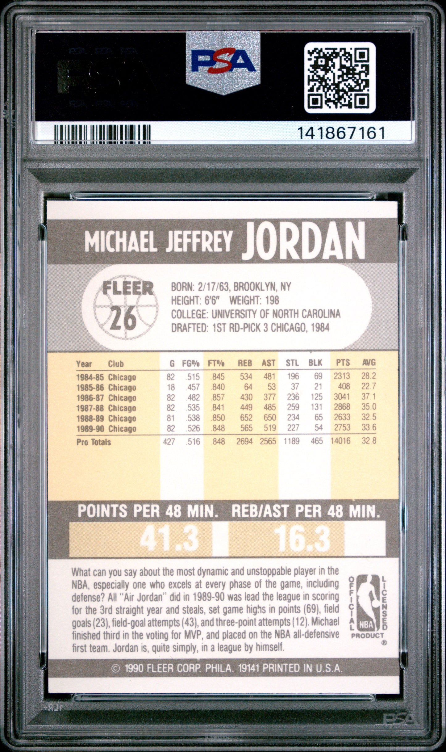 1990 Fleer #26 Michael Jordan PSA 8 (7161)