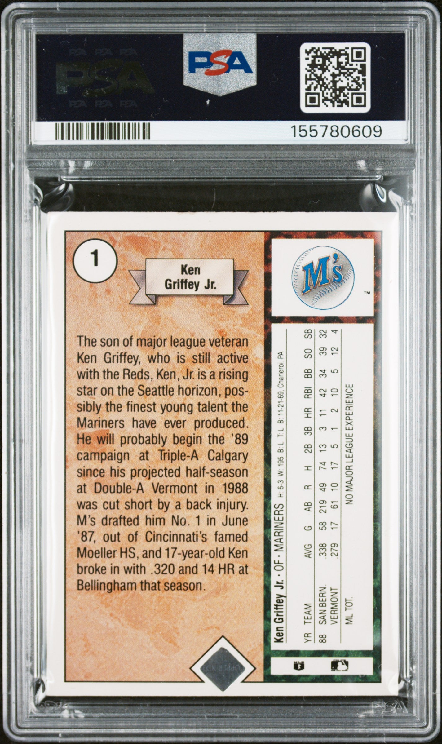 1989 Upper Deck #1 Star Rookie Ken Griffey Jr. RC PSA 6