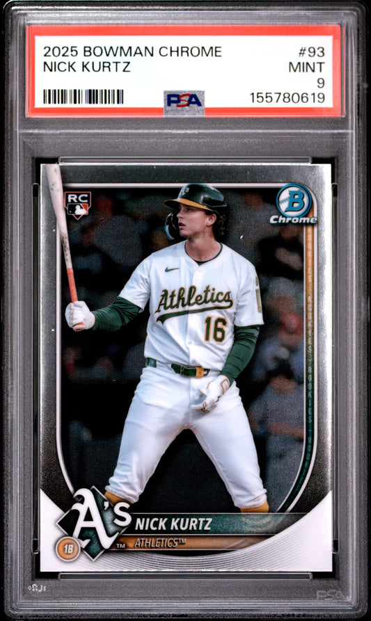 2025 Bowman Chrome #93 Nick Kurtz RC PSA 9