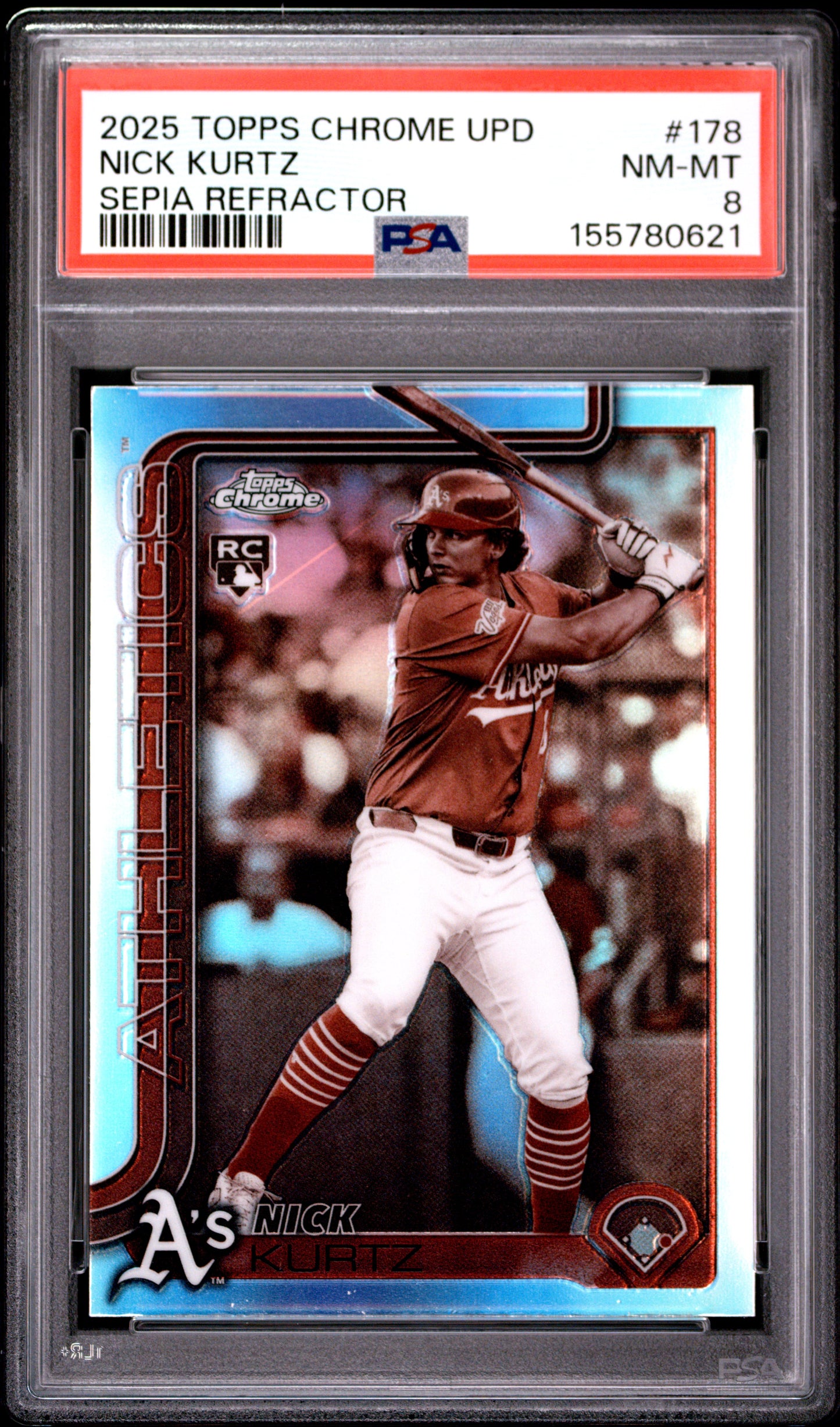 2025 Topps Chrome Update #178 Sepia Refractor Nick Kurtz RC PSA 8