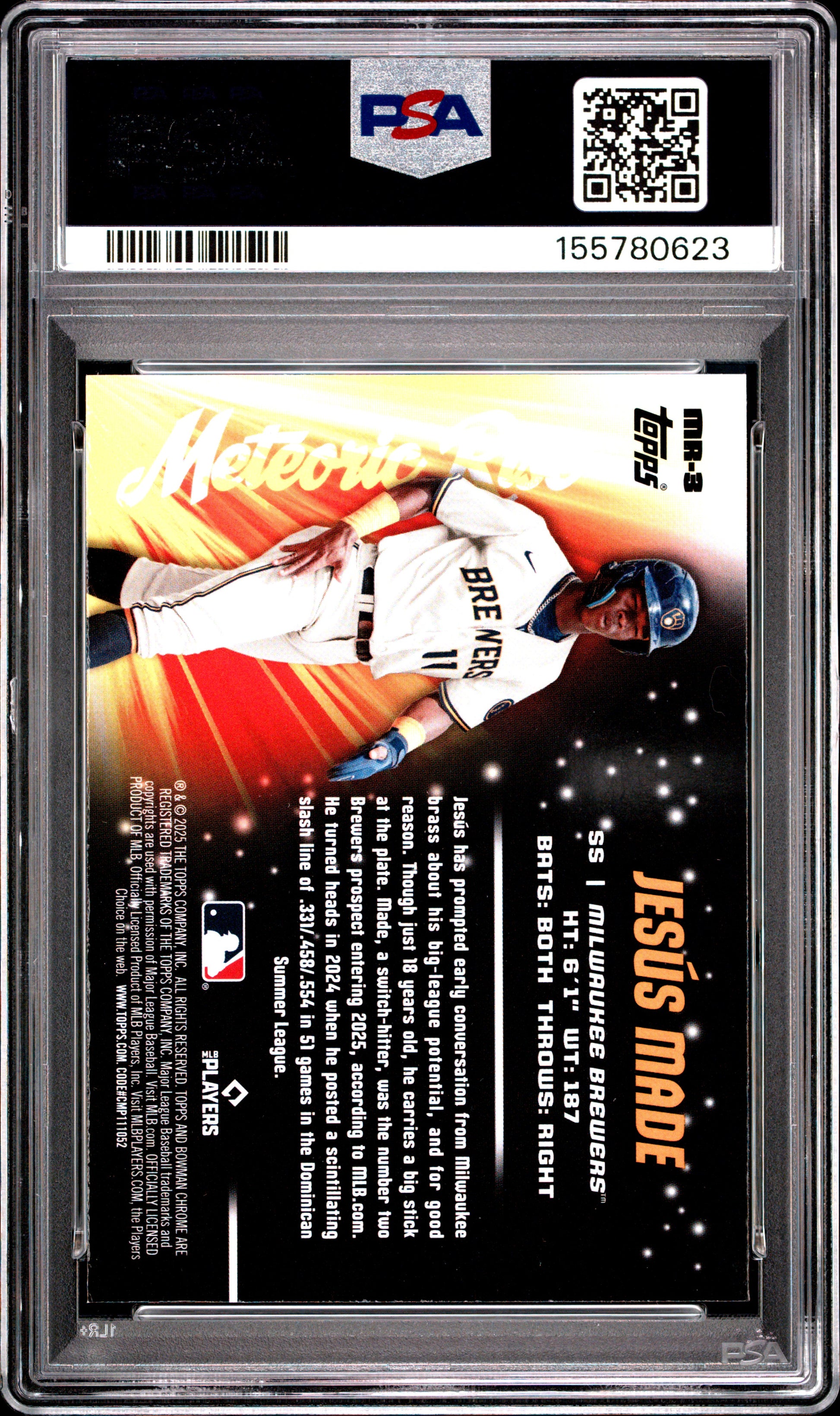 2025 Bowman Chrome Mega Box Meteoric Rise #3 Jesus Made PSA 10