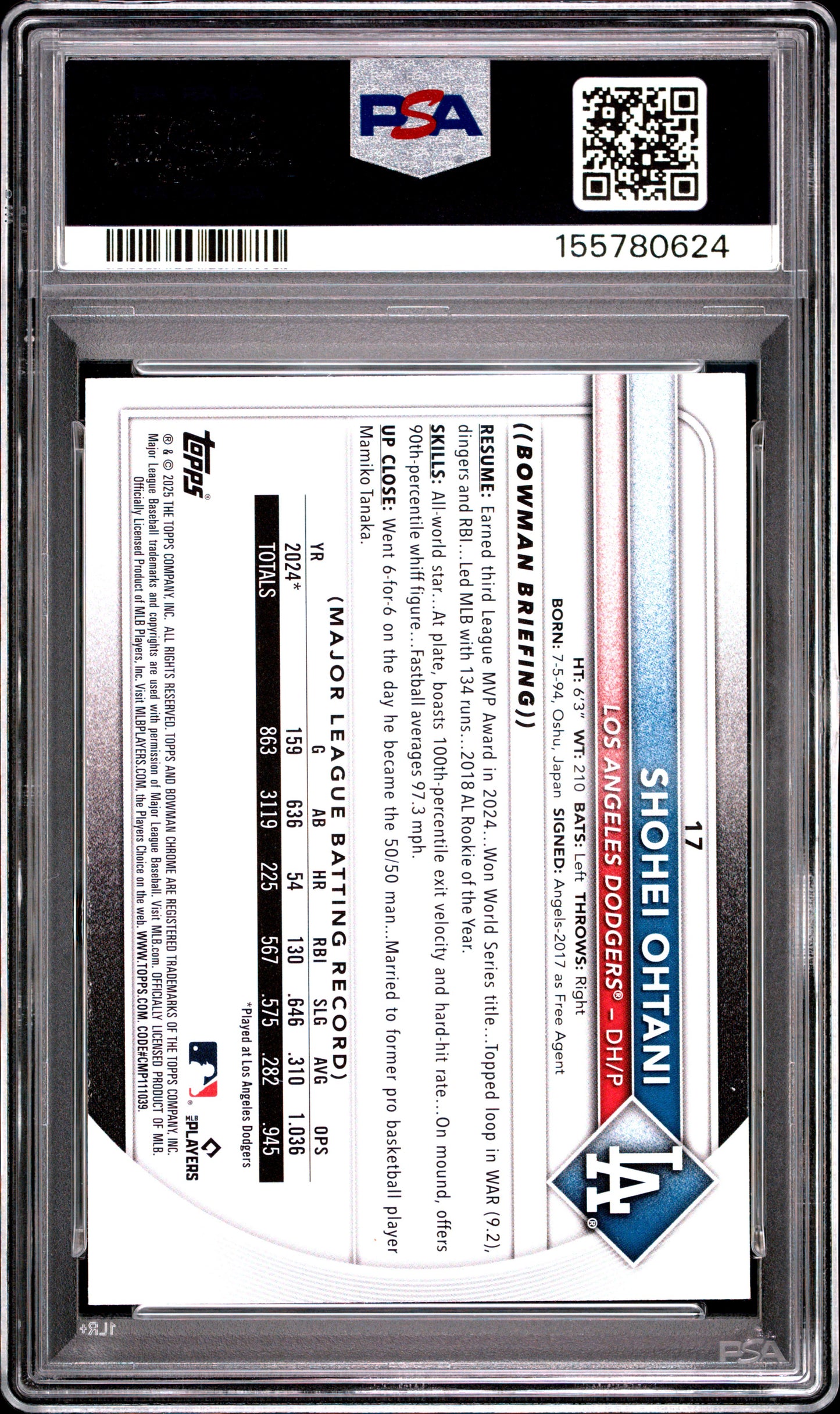 2025 Bowman Chrome Mega Box #17 Shohei Ohtani PSA 8