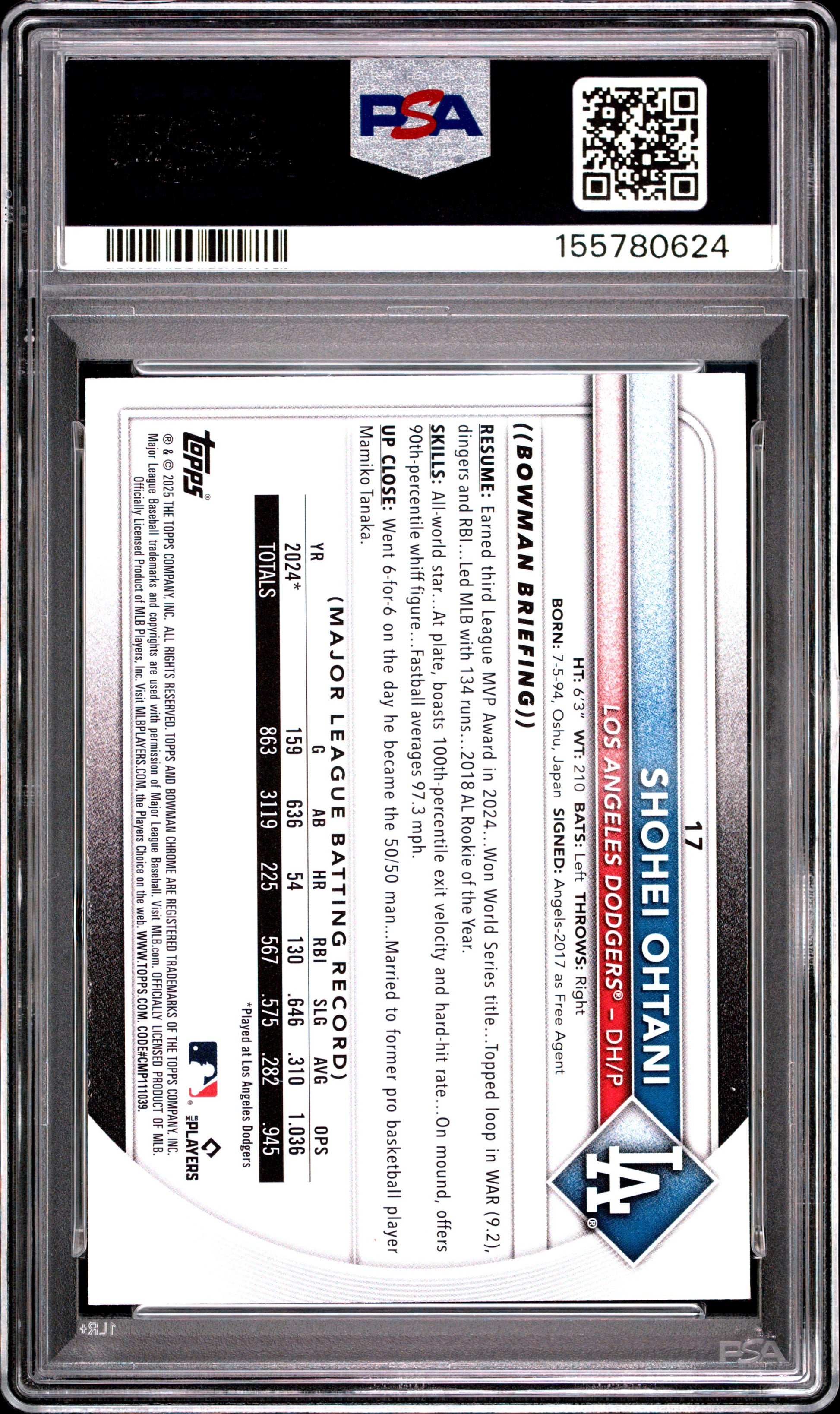 2025 Bowman Chrome Mega Box #17 Shohei Ohtani PSA 8