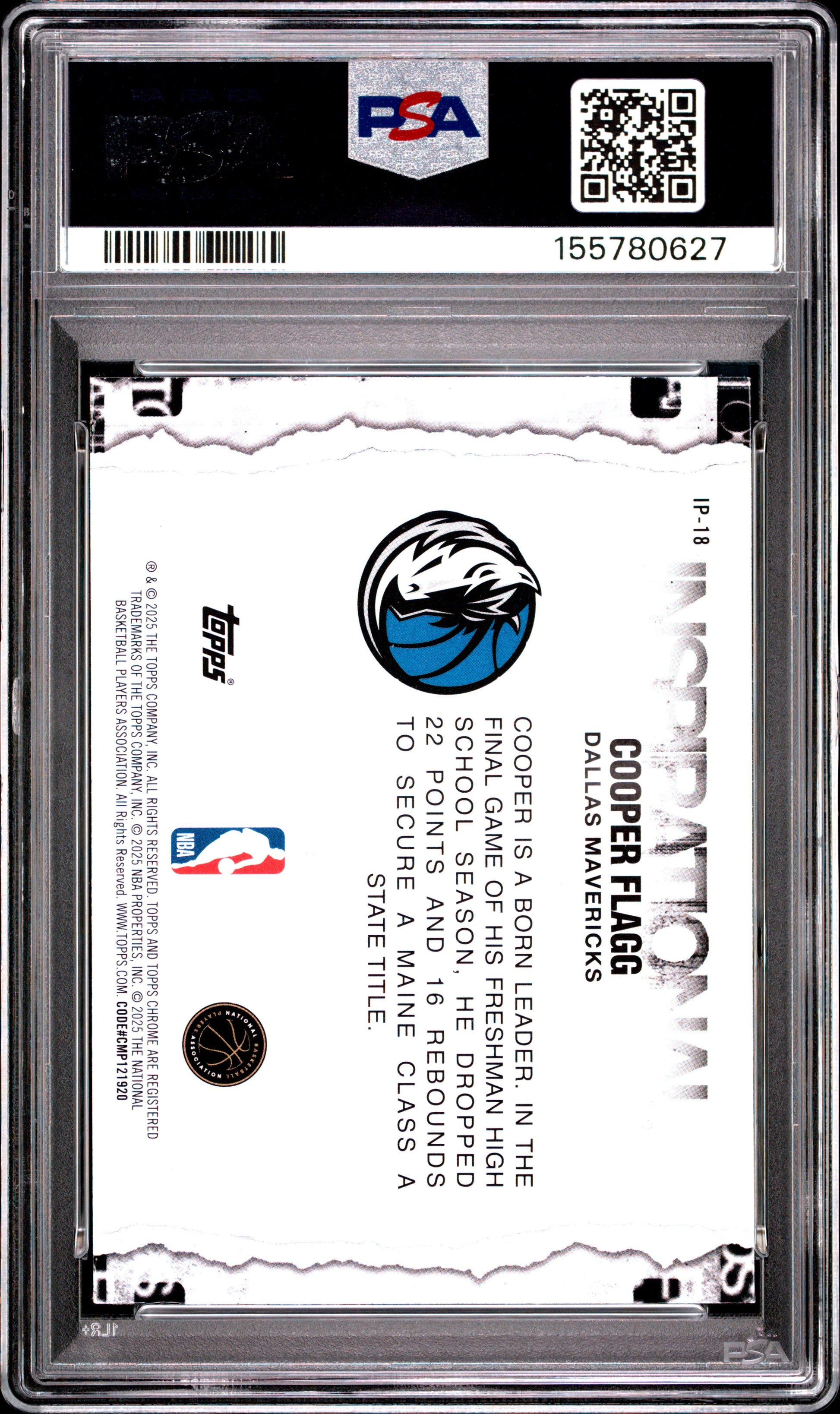 2025 Topps Chrome Inspirational #IP-18 Cooper Flagg RC PSA 10