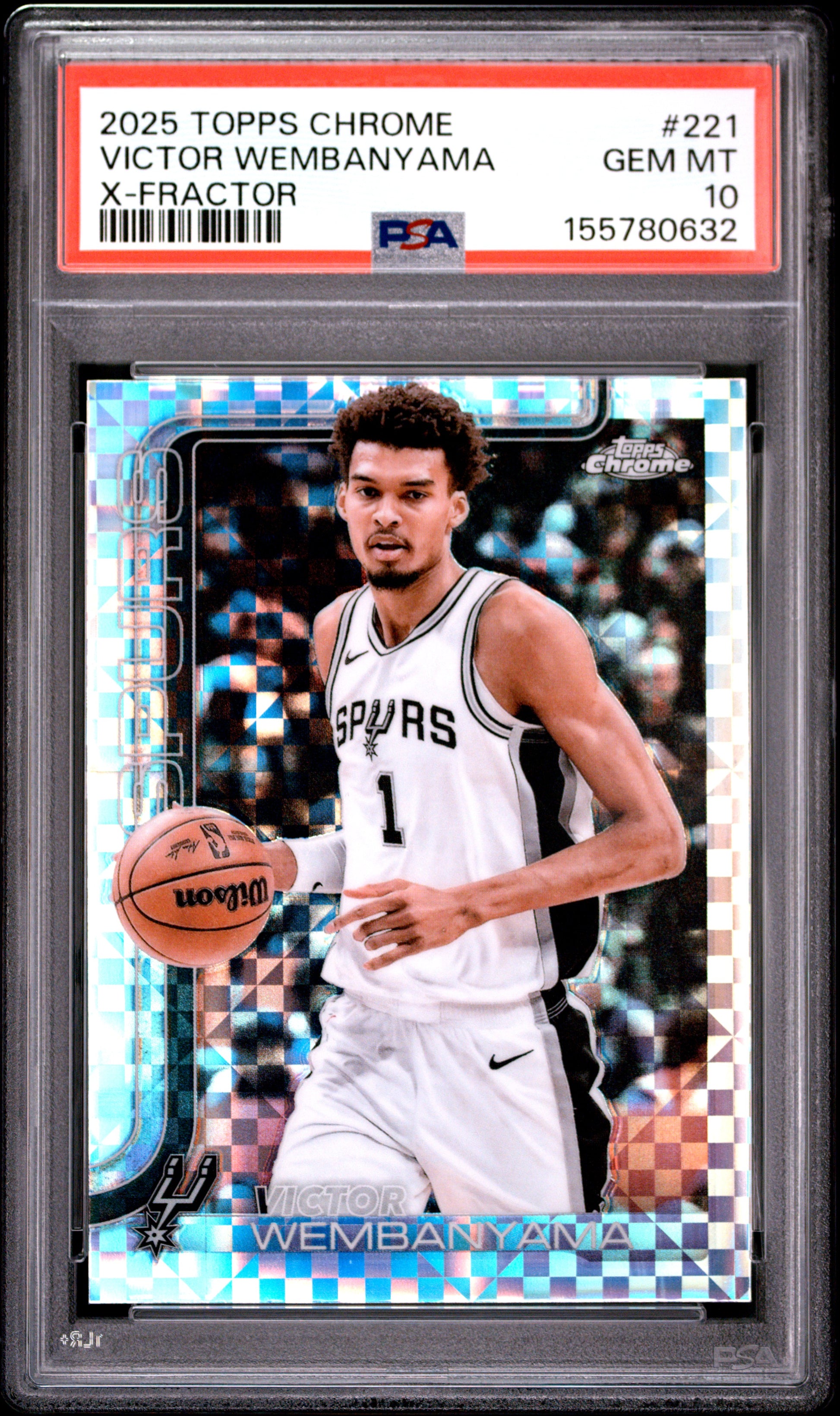 2025 Topps Chrome #221 X-Fractor Victor Wembanyama PSA 10