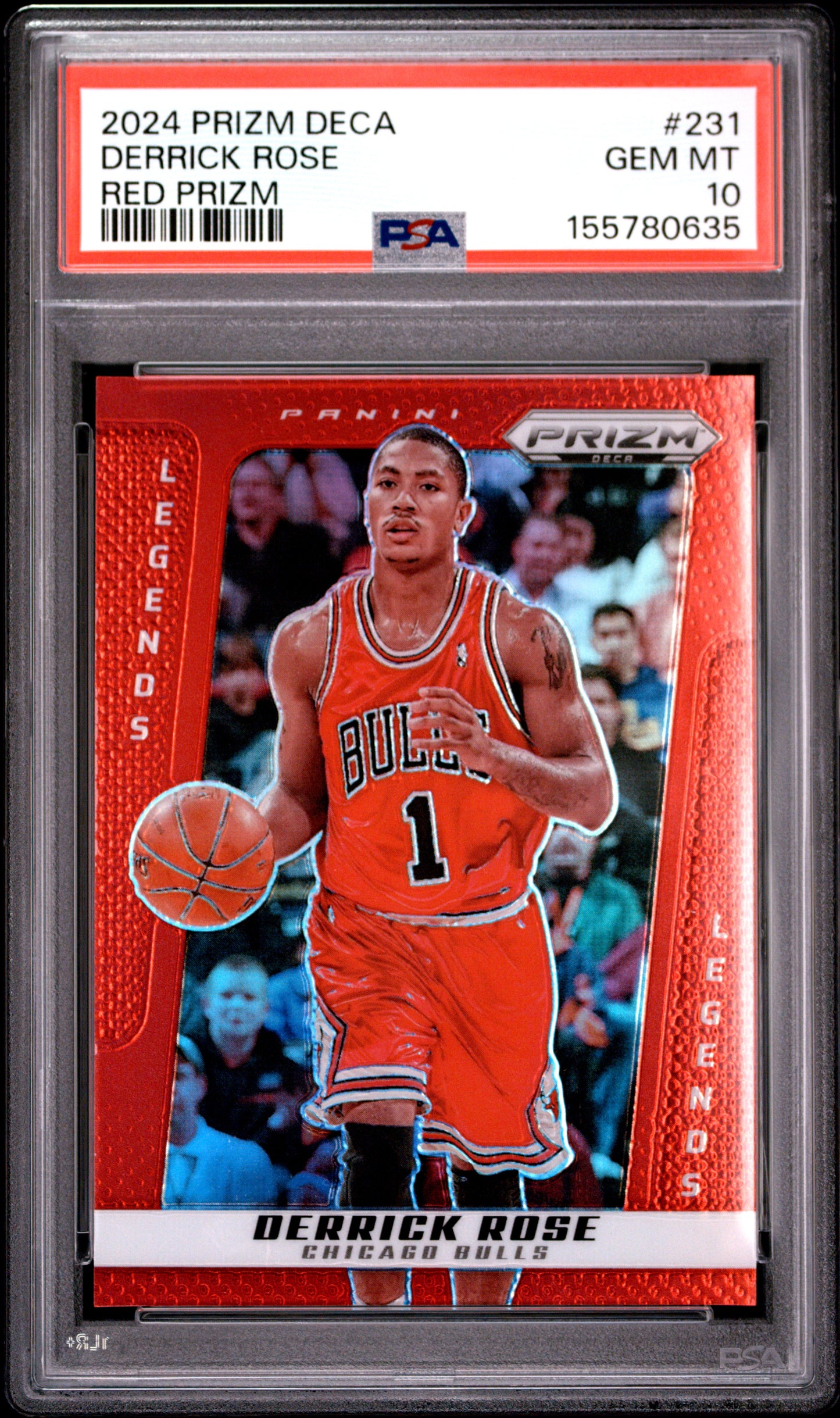 2024 Panini Prizm Deca #231 Red Prizm Derrick Rose #'d /199 PSA 10